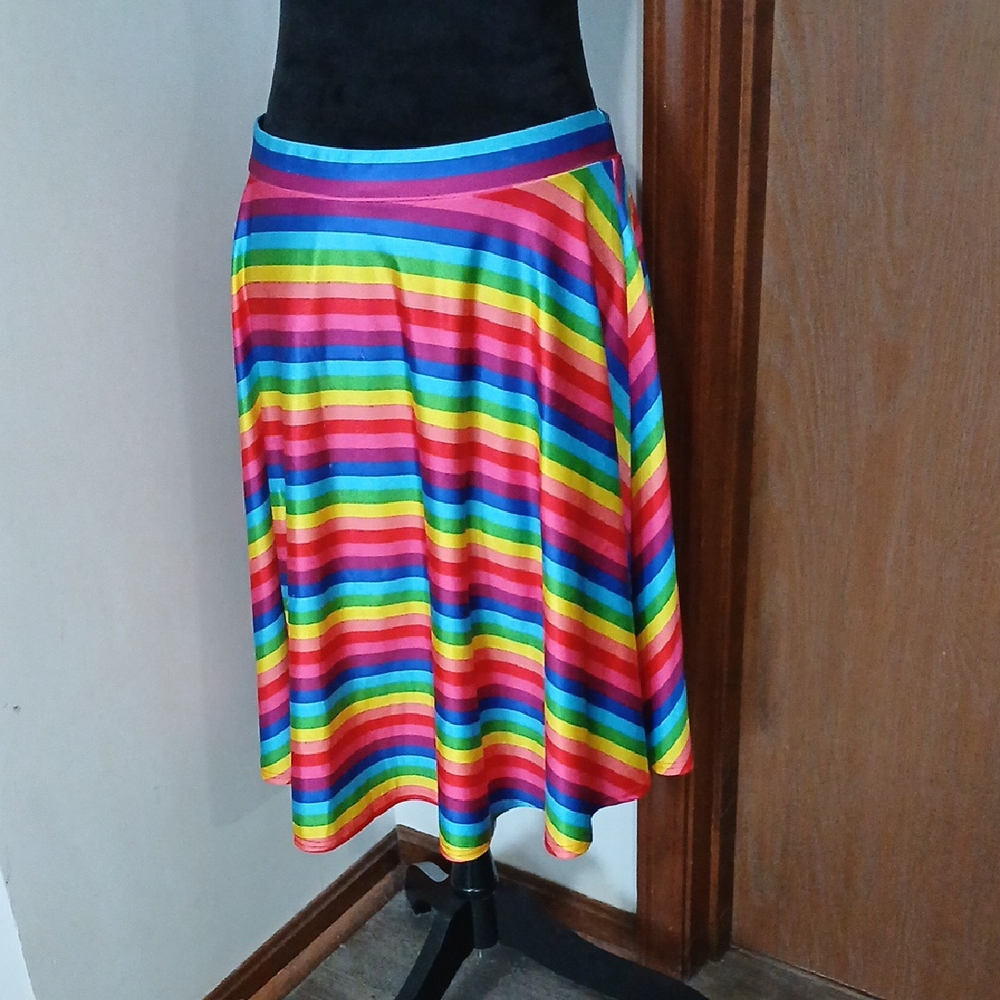 Rainbow Asymmetrical A-Line Skirt Knee-Length